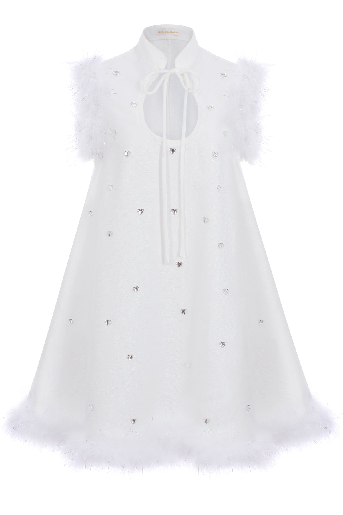 Barbarella Marabou Trimmed Bridal Mini Dress- Made to Order