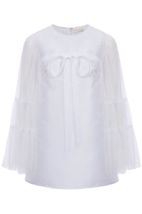 Tippi Mikado Mini Dress with Tulle Sleeves -Made To Order