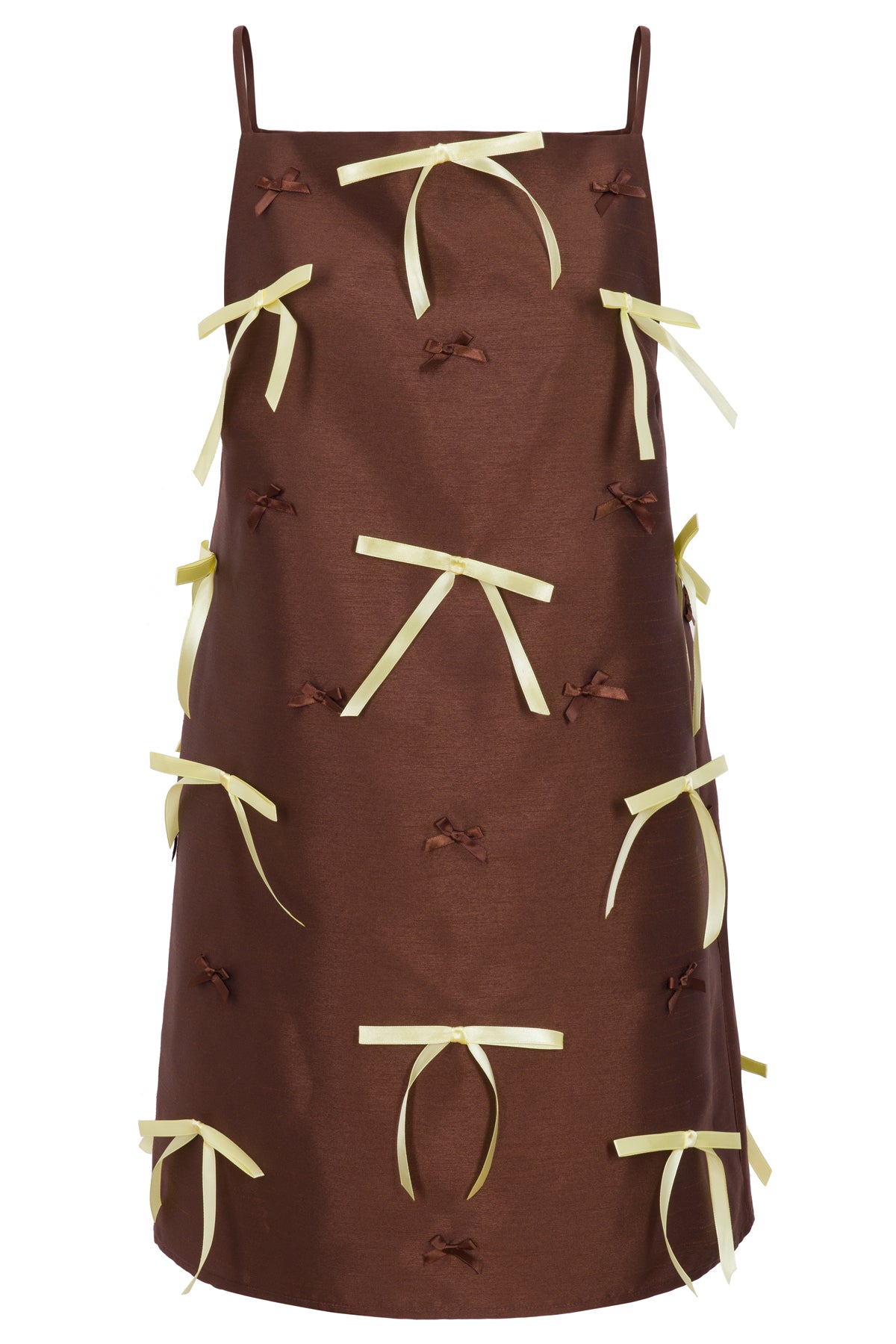 Brandy Brown Mini Dress with Bow Embellishments- Made to Order