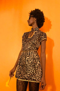 Anna Mae Leopard Satin Mini Dress - Made to Order