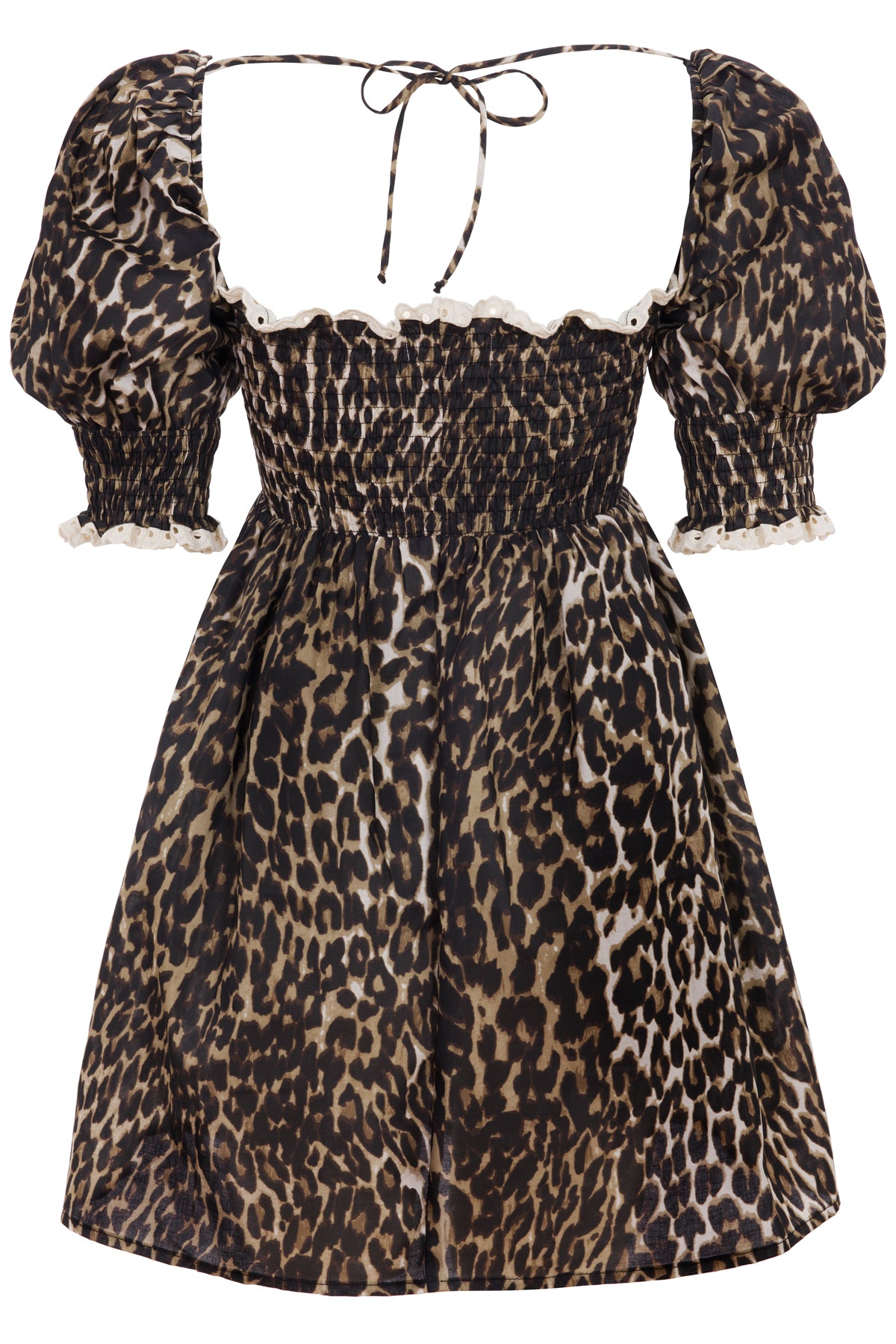 Kiki Leopard Print and Eyelet Babydoll Dress