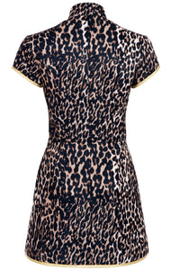 SAMPLE SALE : Anna Mae Leopard Satin Mini Dress