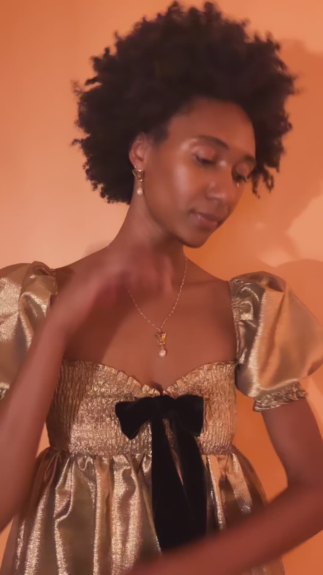 Kiki Gold Lamé Babydoll Dress-Made to Order