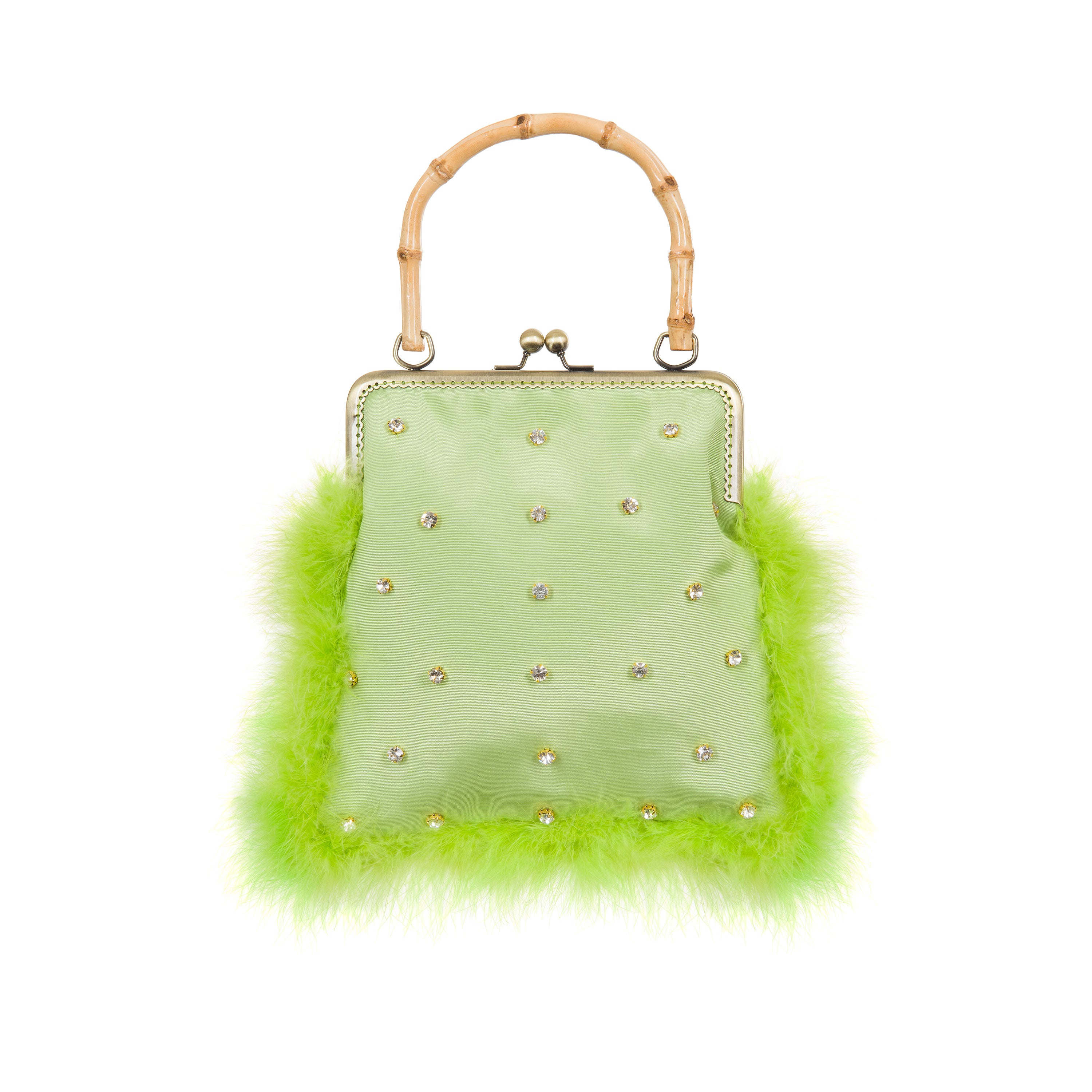 Anitra-Feather-Trimmed-Apple-Green-Evening -Bag-Natalie & Alanna Acessories