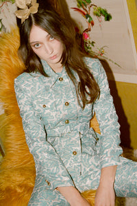 Pre-Order Ronnie Metallic Jacquard Flared Trousers - Women's Trousers : Natalie & Alanna - Women's Clothing & Accesssories