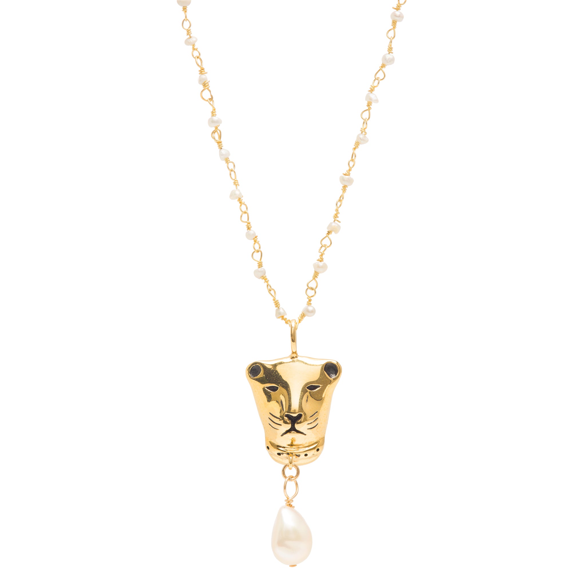 Carmella II Panther Gold Filled Pearl Necklace