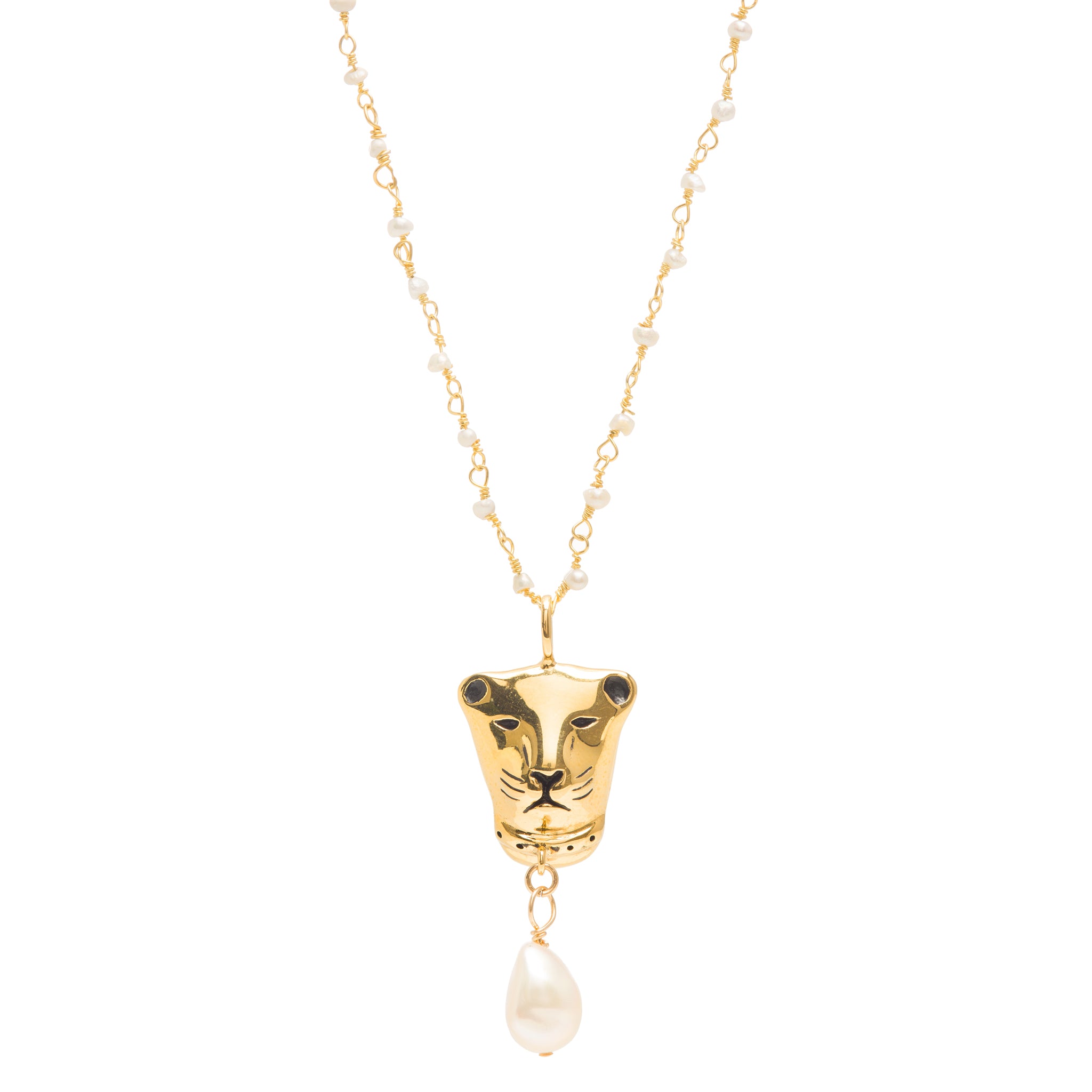 Carmella II Panther Gold Filled Pearl Necklace