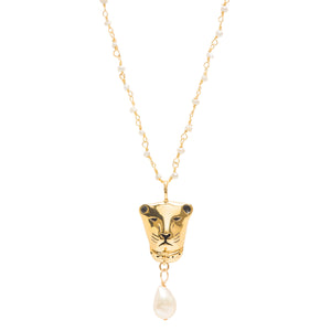 Carmella II Panther Gold Filled Pearl Necklace