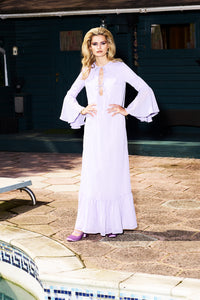Delphine Lilac Metallic Georgette Maxi Dress- Made to Order