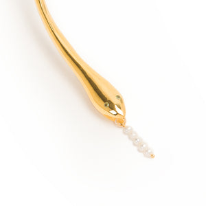 SAMPLE SALE Ginger Serpent Collar with Fresh Water Pearl Tongue