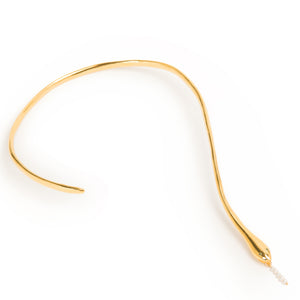 SAMPLE SALE Ginger Serpent Collar with Fresh Water Pearl Tongue