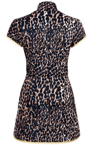 SAMPLE SALE Anna Mae Leopard Satin Mini Dress SIZE US 2-4/ UK 6-8