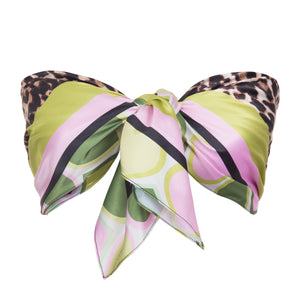 Adriana Leopard and Heart Print Large Silk Scarf- Made to Order