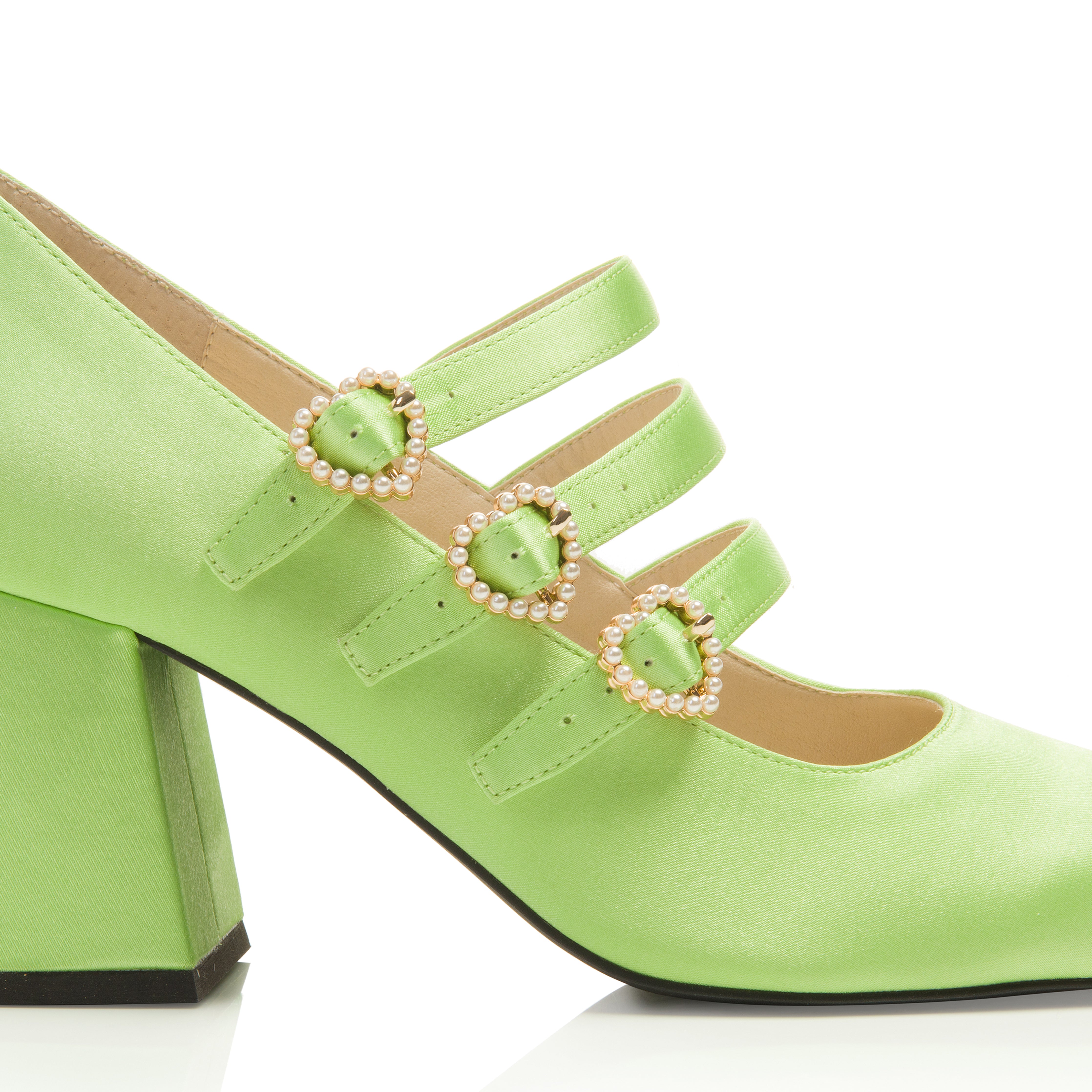 Layla Lime Satin Mary Jane Pumps- Made to Order