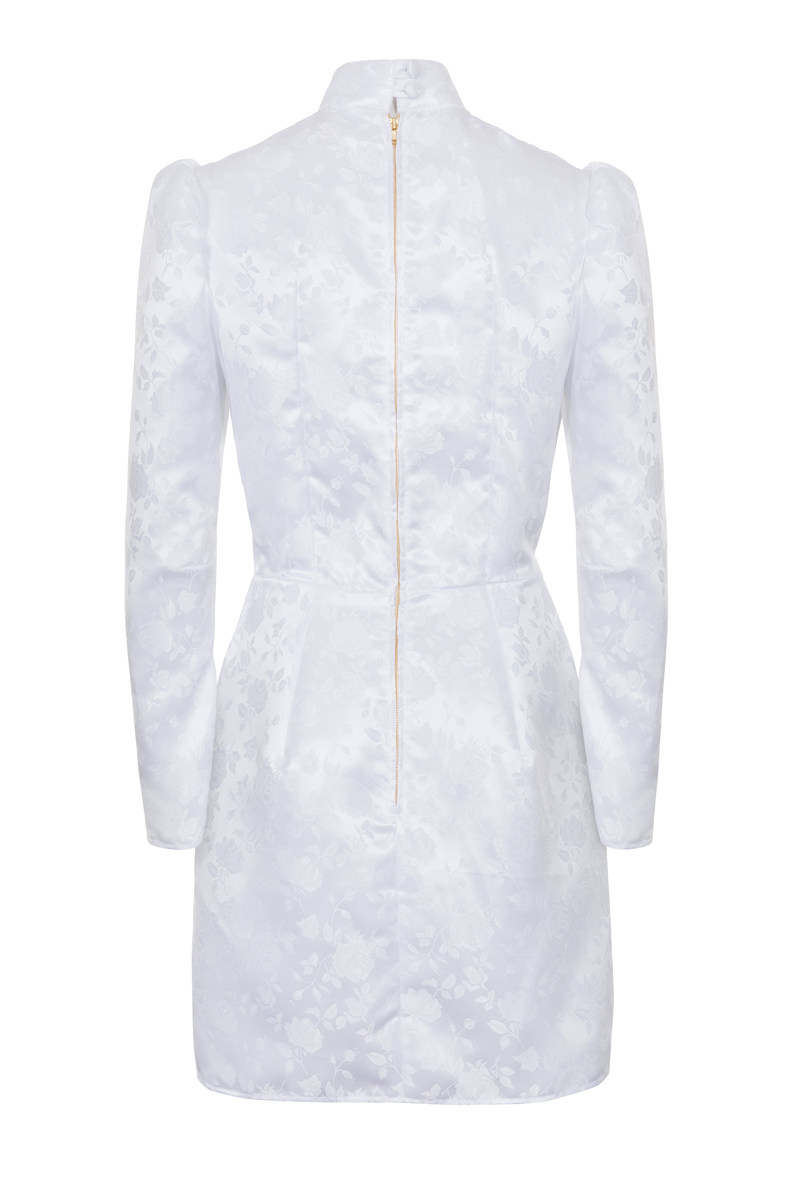 Made to Order Rose Satin Jacquard Fitted Mini Dress: Natalie & Alanna - Women's Clothing & Accesssories