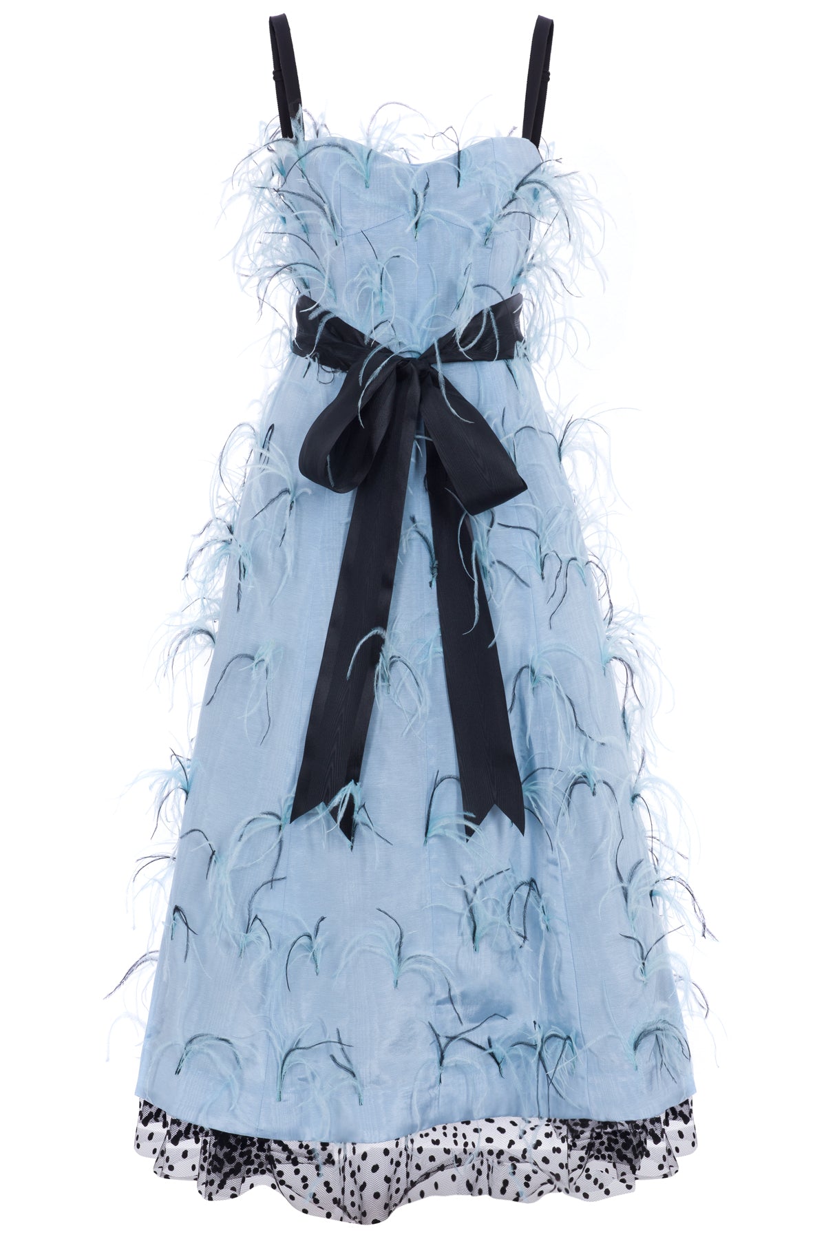 Audrey Pastel Blue Feather Moire Gown- Made to Order