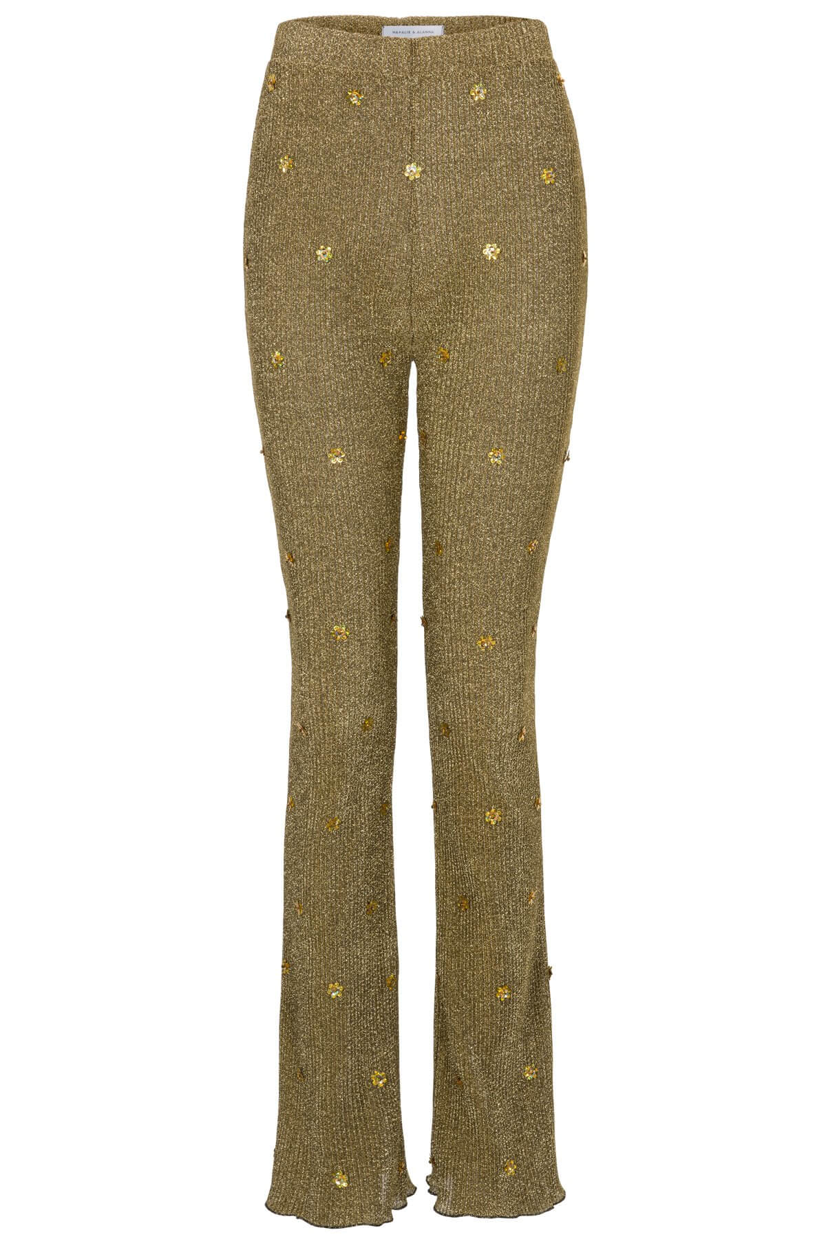 Pre-Order Barbara Metallic Ribbed-Knit Flared Trousers - Women's Trousers : Natalie & Alanna - Women's Clothing & Accesssories