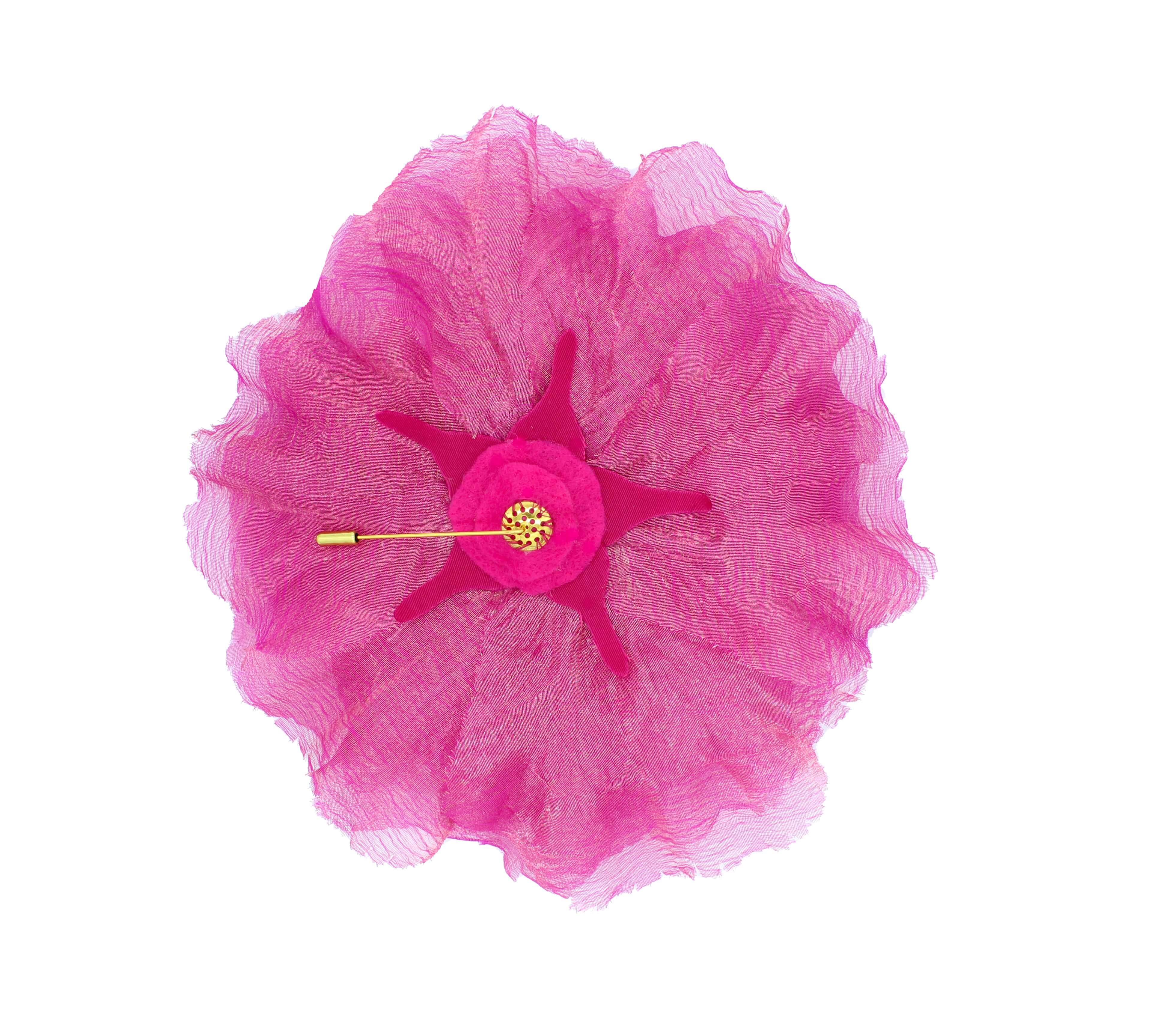 Pre-Order Beah Fuchsia Silk Carnation Flower Brooch - Women's Accessories : Natalie & Alanna - Women's Clothing & Accesssories