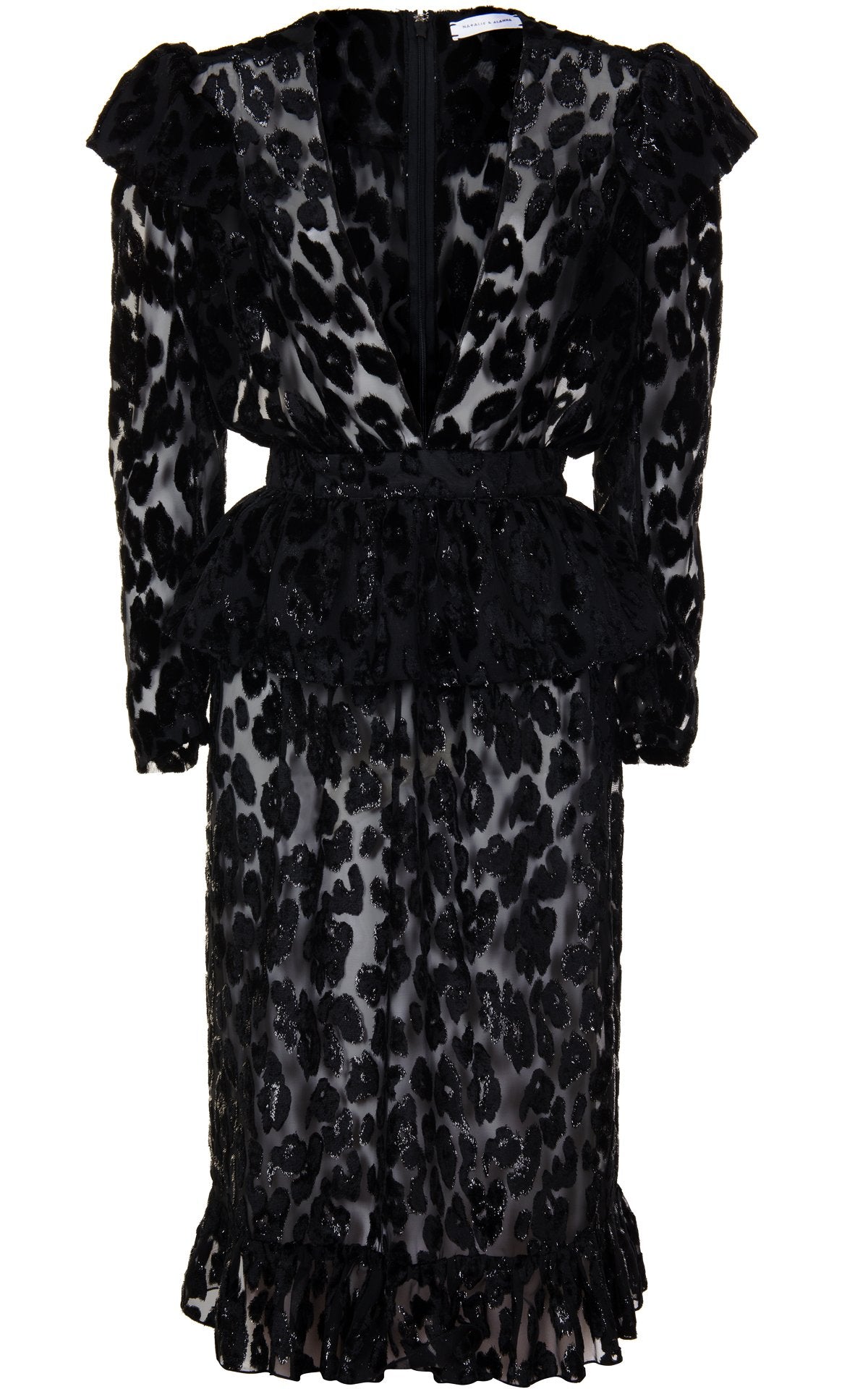 Pre-Order Rita Burnout Velvet Leopard Midi Dress - Women's Dresses : Natalie & Alanna - Women's Clothing & Accesssories