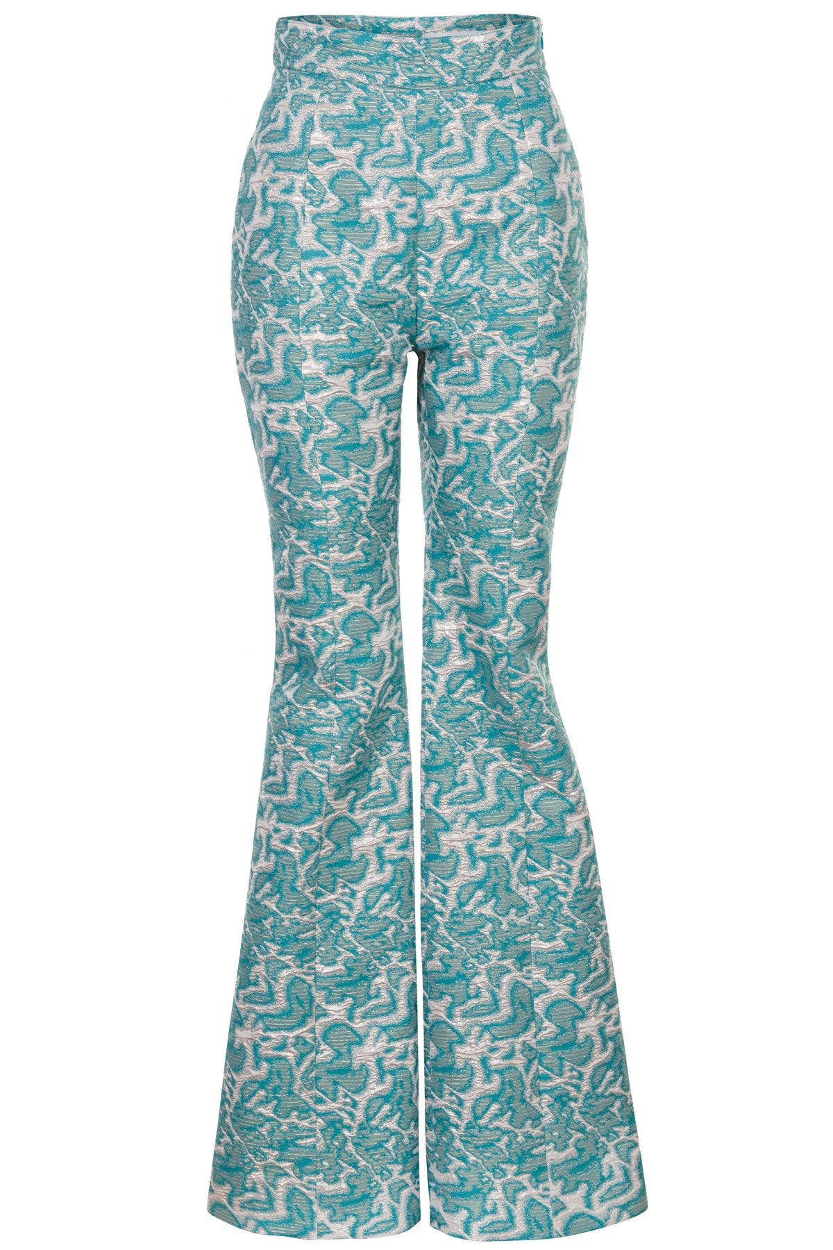 Pre-Order Ronnie Metallic Jacquard Flared Trousers - Women's Trousers : Natalie & Alanna - Women's Clothing & Accesssories