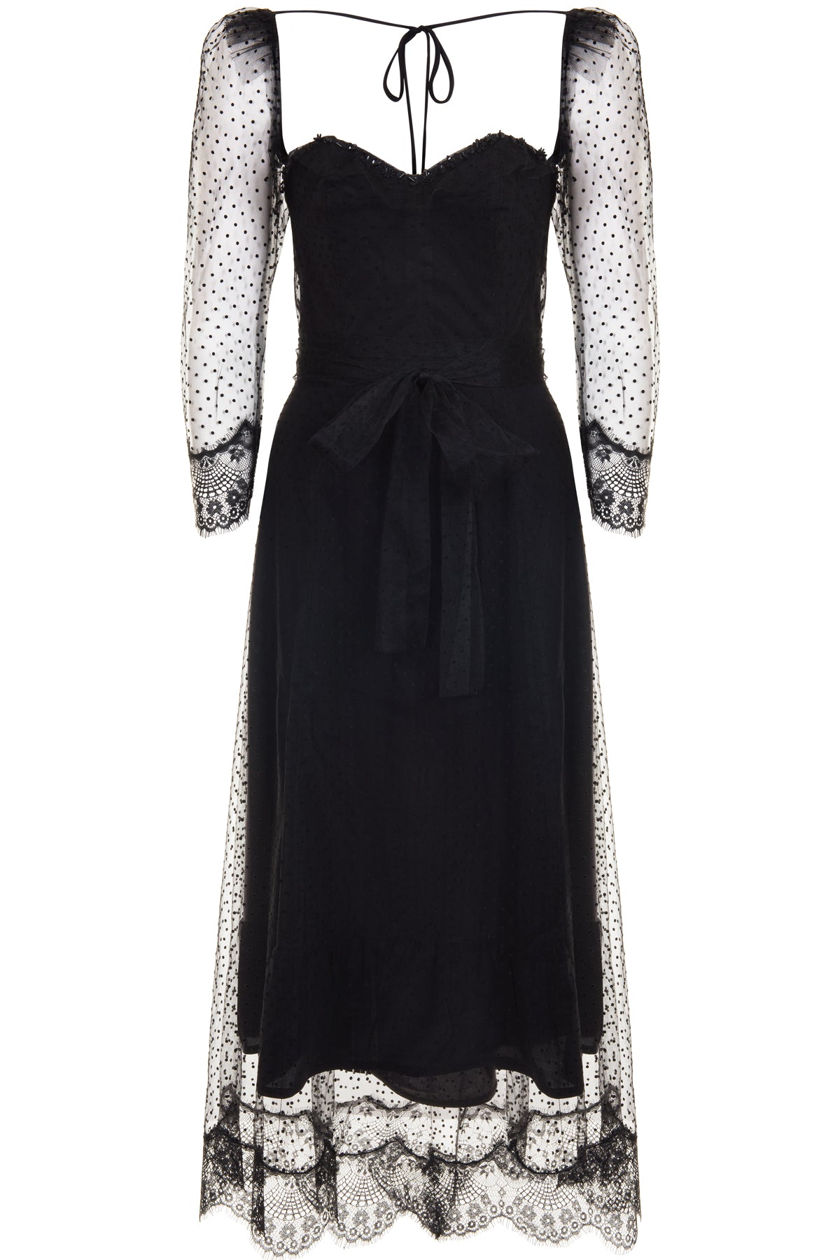 Made to Order Rose Black Spotted Tulle Midi Lace Dress: Natalie & Alanna - Women's Clothing & Accesssories  Edit alt text