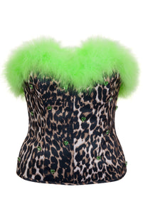 Rochelle Leopard Marabou Trimmed Corset- Made to Order