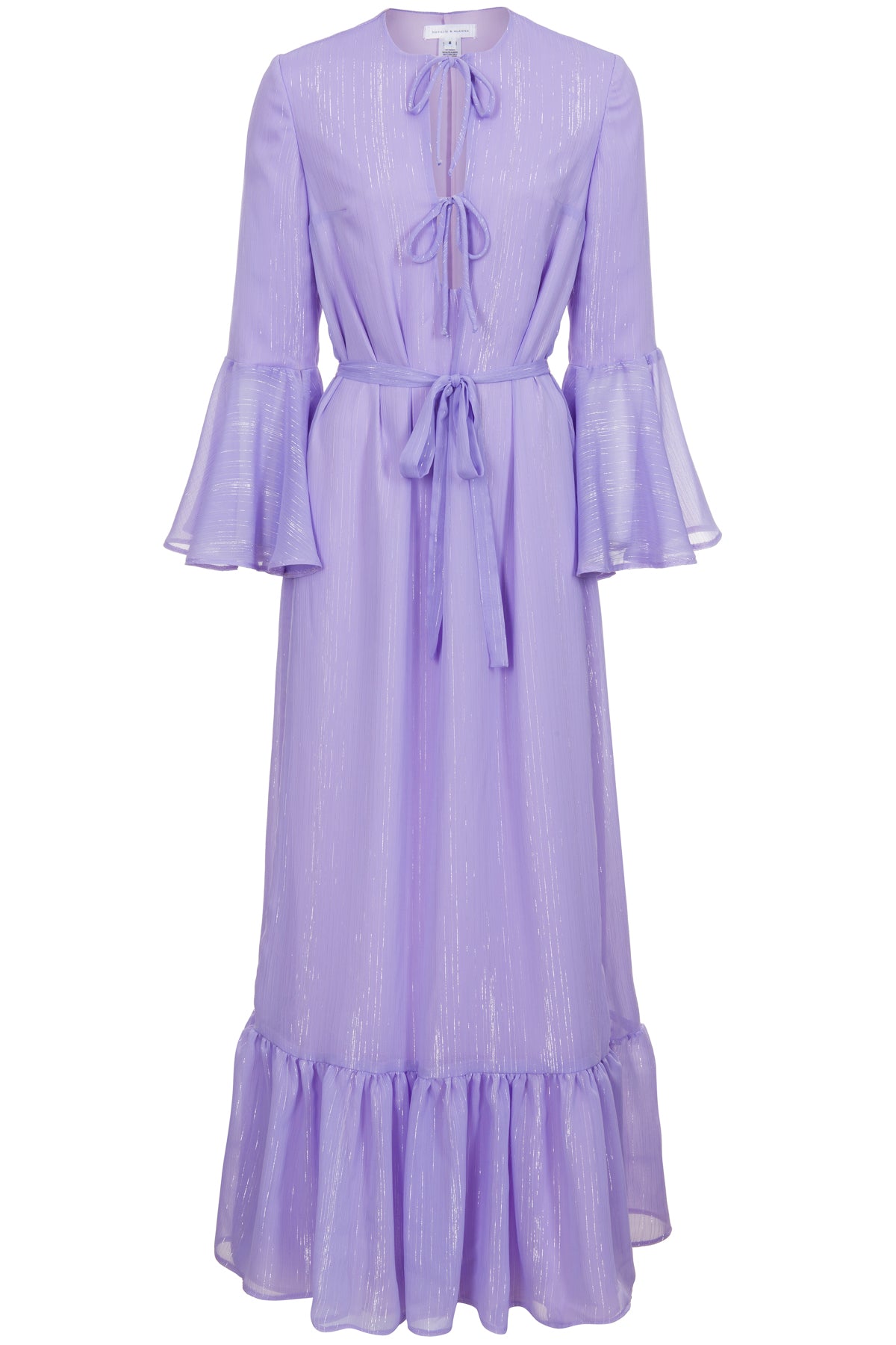 Delphine Lilac Metallic Georgette Maxi Dress- Made to Order