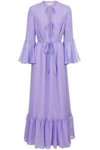 Delphine Lilac Metallic Georgette Maxi Dress- Made to Order