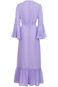 Delphine Lilac Metallic Georgette Maxi Dress- Made to Order