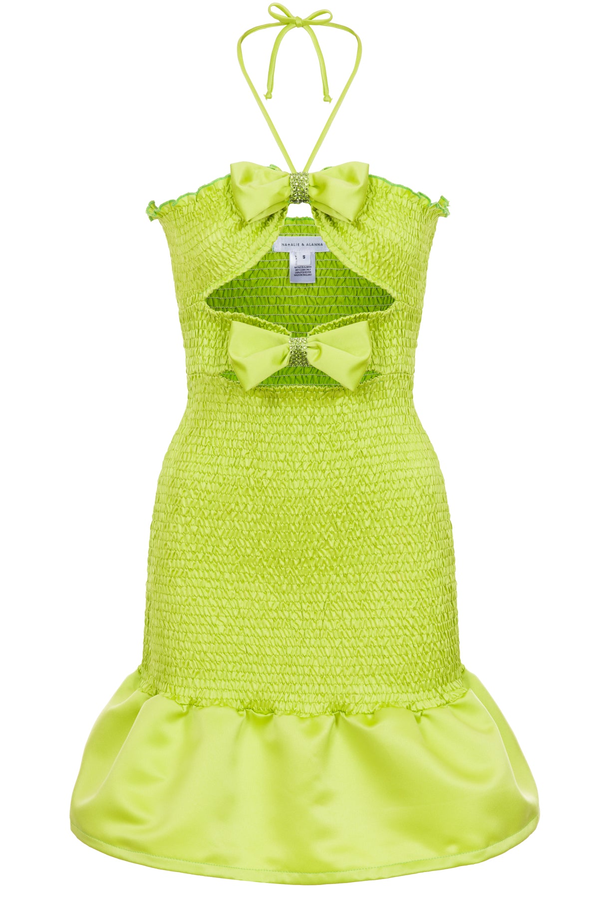 Cindy Lime Green Shirred Ruffle Mini Dress- Made to Order