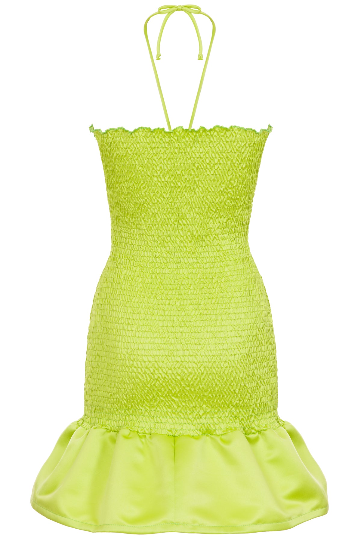 Cindy Lime Green Shirred Ruffle Mini Dress- Made to Order